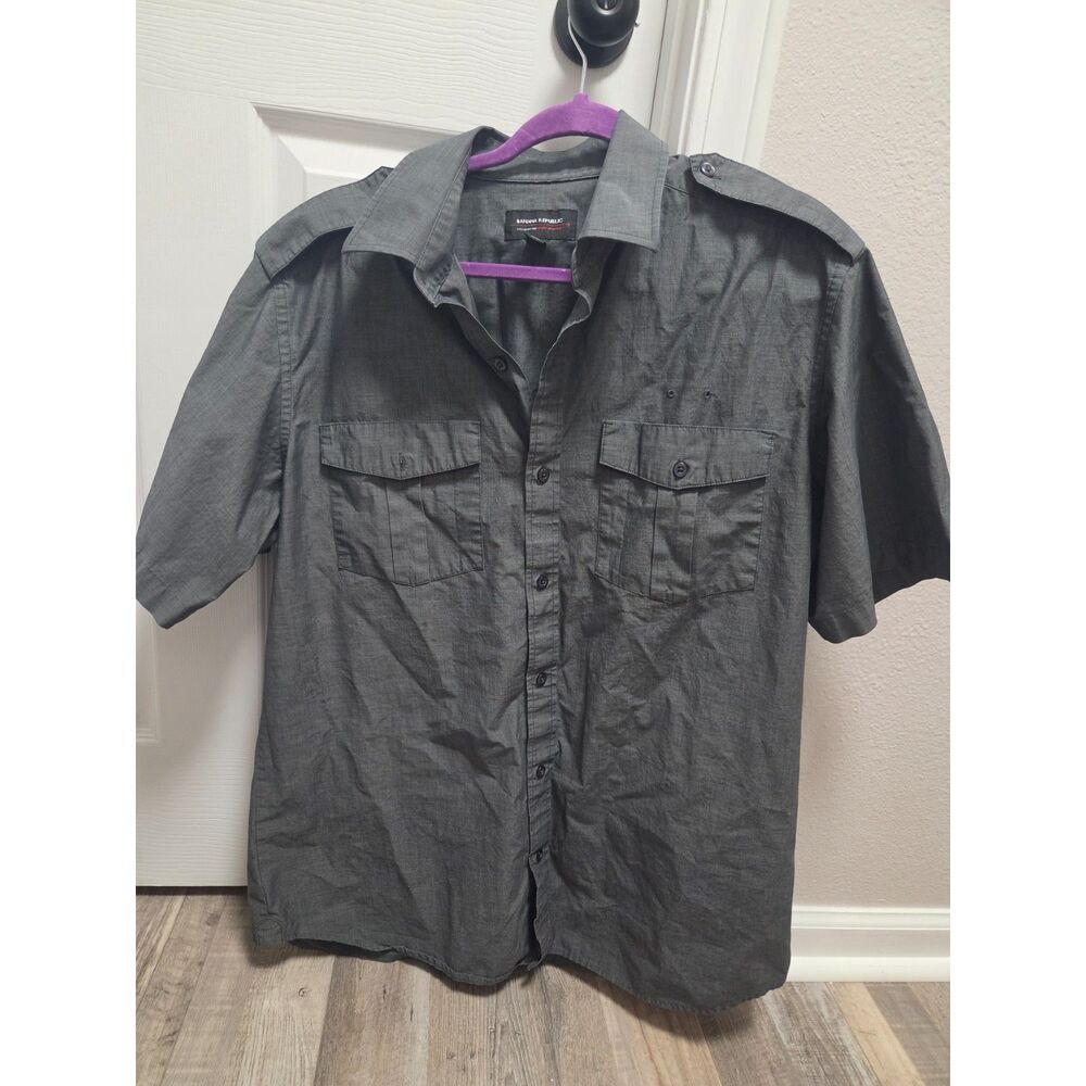 Rare Banana Republic x Virgin America Airline Crew Pilot Uniform Shirt Grey XL